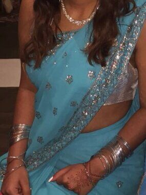 Blue Saree with Silver Work (Georgette)